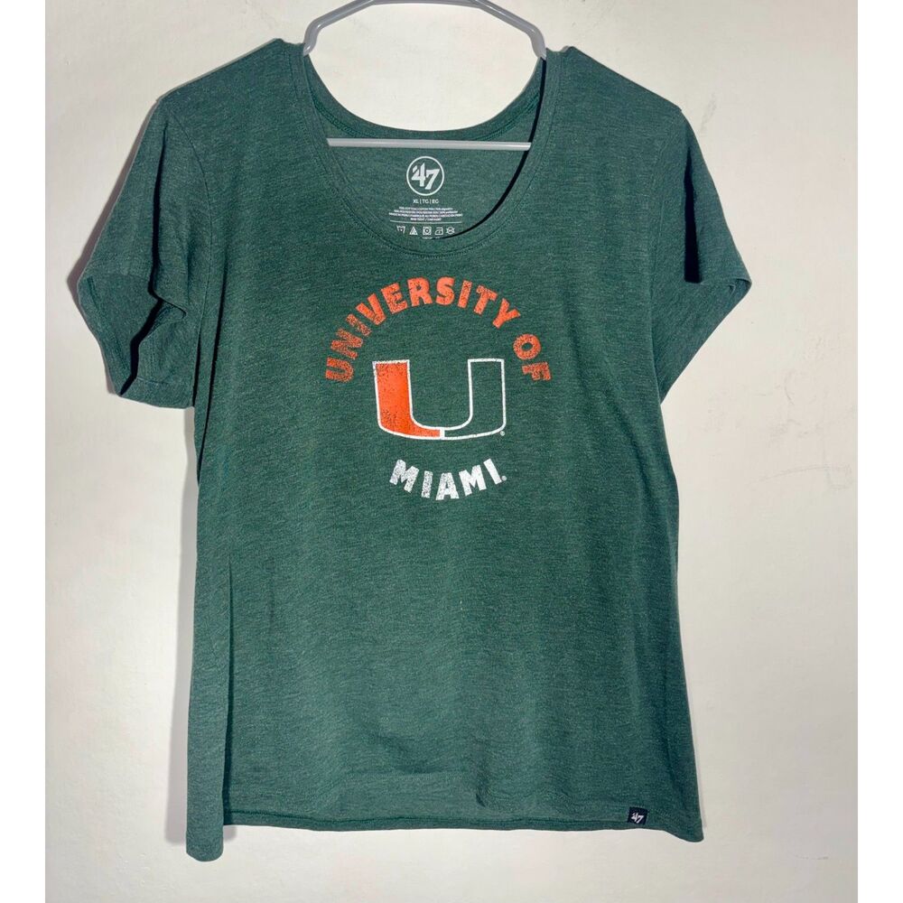 University of Miami Green Graphic T‑Shirt ’47 Brand Men’s XL Casual Crewneck Tee